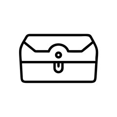 A simple depiction of a closed treasure chest with a lock in a minimalist outline style drawing form