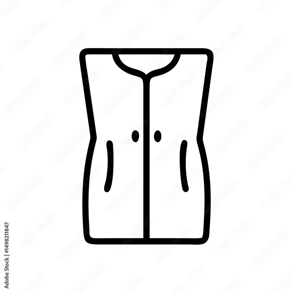 Poster simple outline drawing of a garment with a collar and two buttons in the center front design