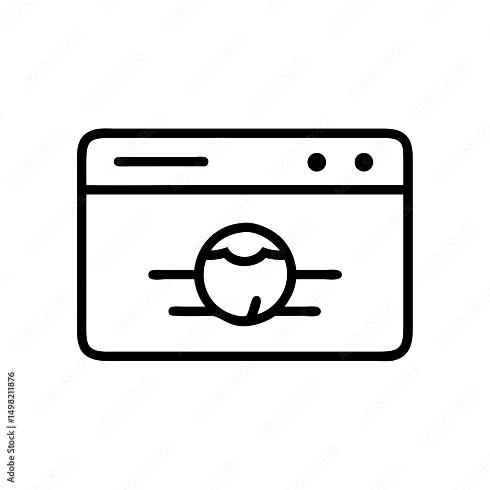 Poster Outline drawing of a washing machine with a front loading door and control panel details shown here
