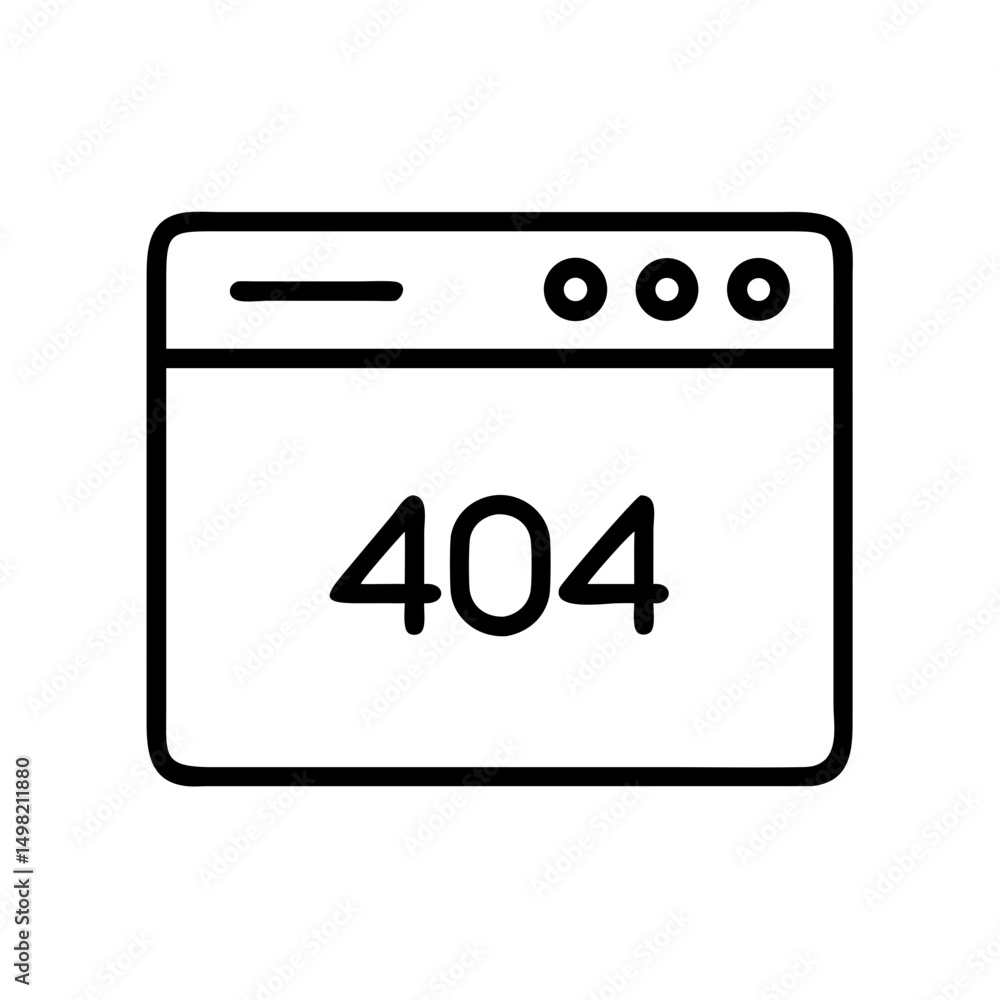 Poster An outline drawing of a browser window displaying a webpage error code, indicating not found error message