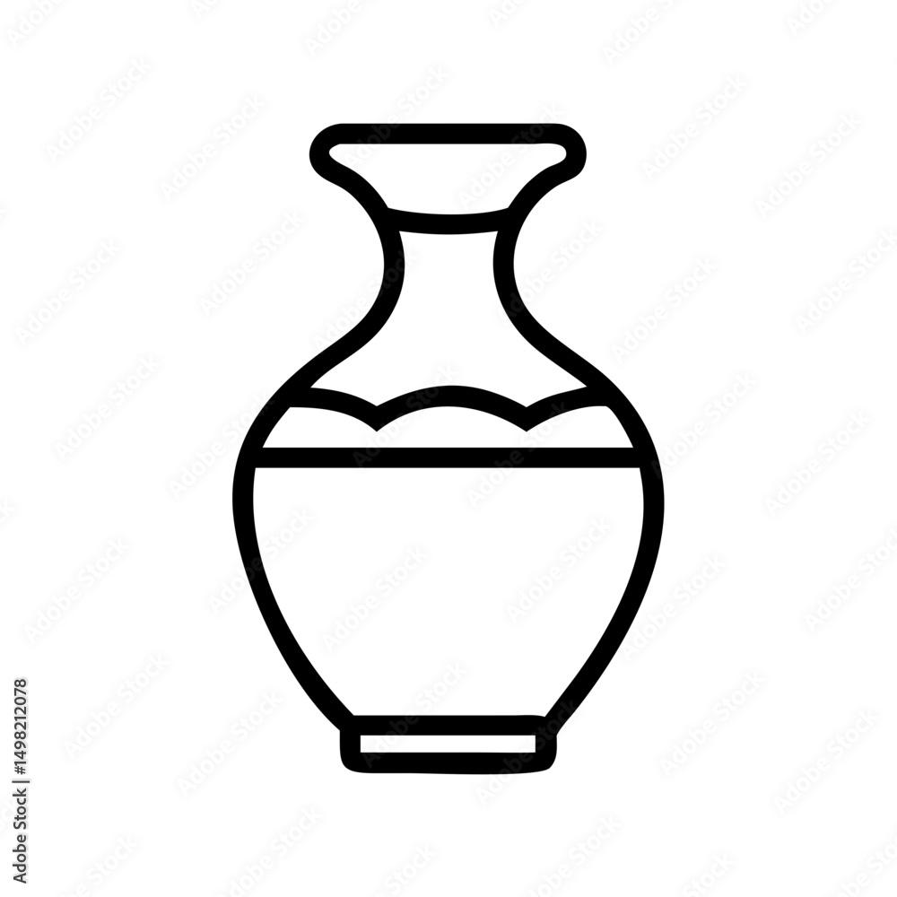Poster simple outline drawing of a decorative container with a narrow neck and a wider body design object