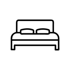 A simple graphic depiction of a bed with two pillows, presented in a minimalist outline style design