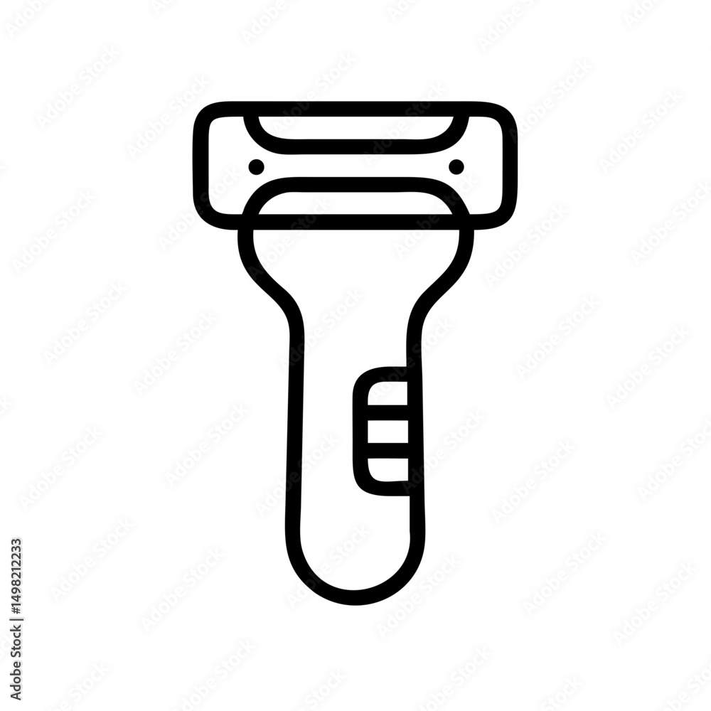 Poster Outline drawing of a handheld device with a rectangular head and a handle for easy gripping