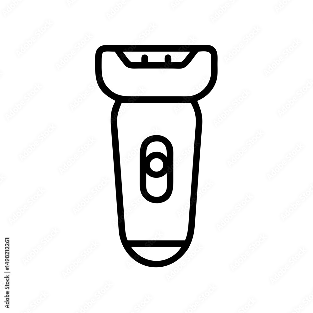 Aufkleber simple outline drawing of a personal grooming device with a switch on the handle shown in black and 