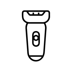 Simple outline drawing of a personal grooming device with a switch on the handle shown in black and white