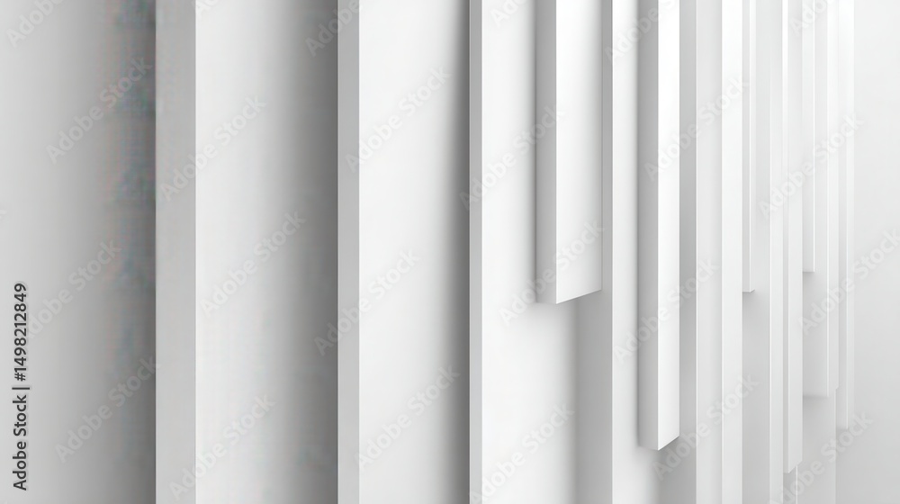 Poster geometric white rectangular forms layering architectural surfaces, generating minimalist design comp