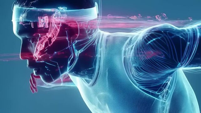 Futuristic runner concept representing speed and enhanced performance vision - Powered by Adobe