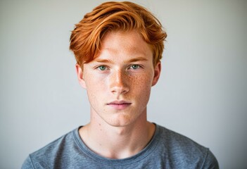 Obraz premium A young man with red hair and freckles on his face.