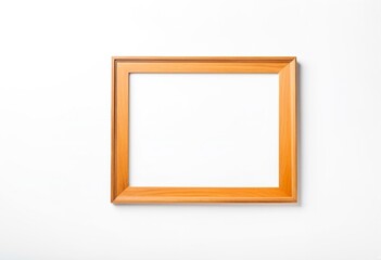 Fototapeta premium A wooden picture frame on a white wall.