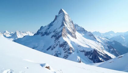 Snow-covered mountain peak, pristine white landscape, summit, landscape