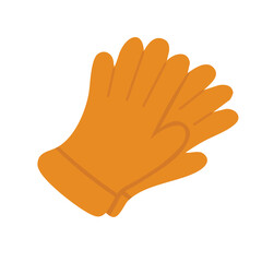 Obraz premium Flat vector illustration of a pair of orange gardening gloves, perfect for farm or autumn work theme.