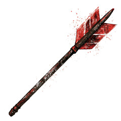Artistic Arrow with Textured Details and a Tilt Isolated on Transparent Background