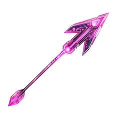 Futuristic Arrow with Digital Accents in Neon Fuchs Isolated on Transparent Background