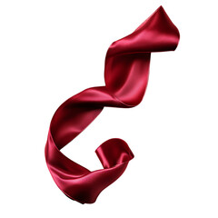 A Satin Ribbon Arrow in Deep Red with Soft Folds Isolated on Transparent Background