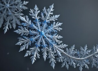 Intricate blue and silver snowflake border  Ideal for winter themed projects ,  vector art,  xmas