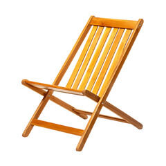 Minimalist Lightweight Wooden Beach Chair Isolated on Transparent Background