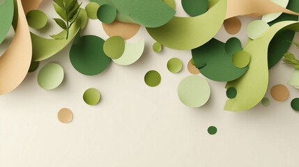 Organic kraft and green confetti layout on white background, designed for eco-conscious event branding or green-themed invitations