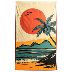 Retro Beach Towel with Giant Vintage Inspired Graph Isolated on Transparent Background