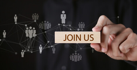 Human resources recruitment concept, hiring opportunities, membership hiring and join us team...