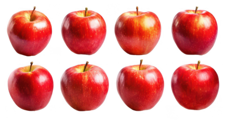 Set of red apples isolated on a white background, png, transparent