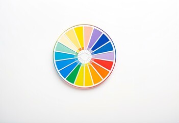 Obraz premium A color wheel on a white wall with a white background.
