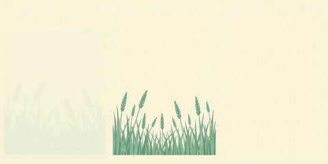 Serene Meadow Grass and Wheat Stalks Design Element for  Backgrounds and Presentations