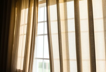 Obraz premium A close up of a window with curtains in it.