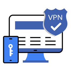 Illustrated VPN Icon Design For Privacy Protection And Network Security