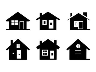 Fototapeta premium house icons set. Set of Black House Silhouettes Icons – Minimalist Home Symbols for Design and Web. house icon set. Set of Black House Icons.