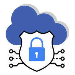 Secure File Storage Vector Icon Featuring Digital Lock And Data Shield