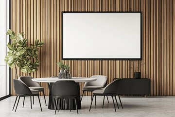 Modern dining area with a blank canvas