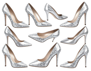 Shiny silver high heels