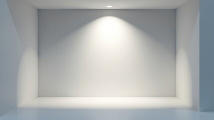 Empty Room with Single Light Source Illuminating a Blank Wall, Ideal for Product Displays or Backgrounds