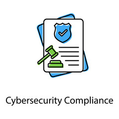 Cybersecurity Compliance Vector Icon Showing Regulatory Shield and Secure Infrastructure Model