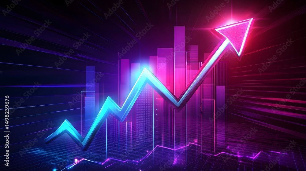 Poster soaring graphs: a stunning visual presentation of financial growth, a dynamic graph ascends with vib