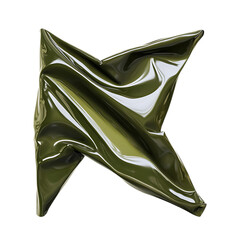 Contemporary Arrow with Fluid Motion in Olive Green Isolated on Transparent Background