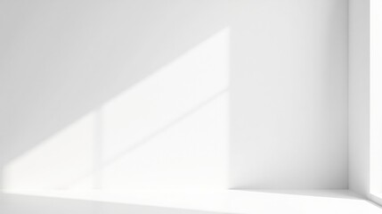 Serene Minimalist Interior Corner with Sunlight Casting Shadows on a Blank Wall