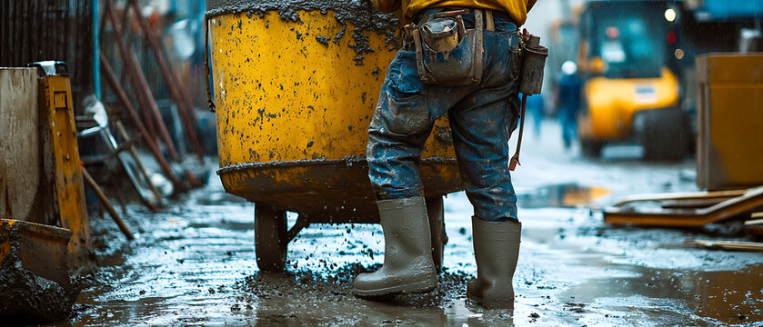 Construction Worker in Muddy Environment