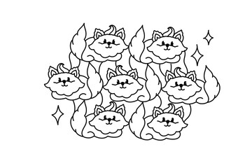 Vector pattern with cats, outline, wallpaper, background