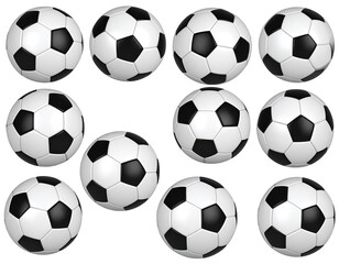 Soccer balls in a grid pattern