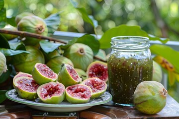 Trendy guava jam bocadillo, bread with confection made from guava pulp