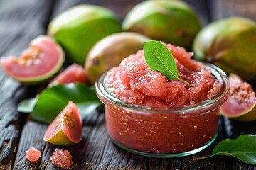 Trendy guava jam bocadillo, bread with confection made from guava pulp