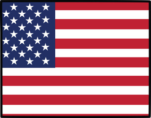 Map of Wyoming State Design with USA Flag