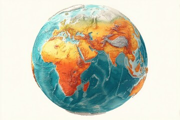 Global Perspective A Vibrant Earth Globe Highlighting Continents and Oceans in Detailed Topogr