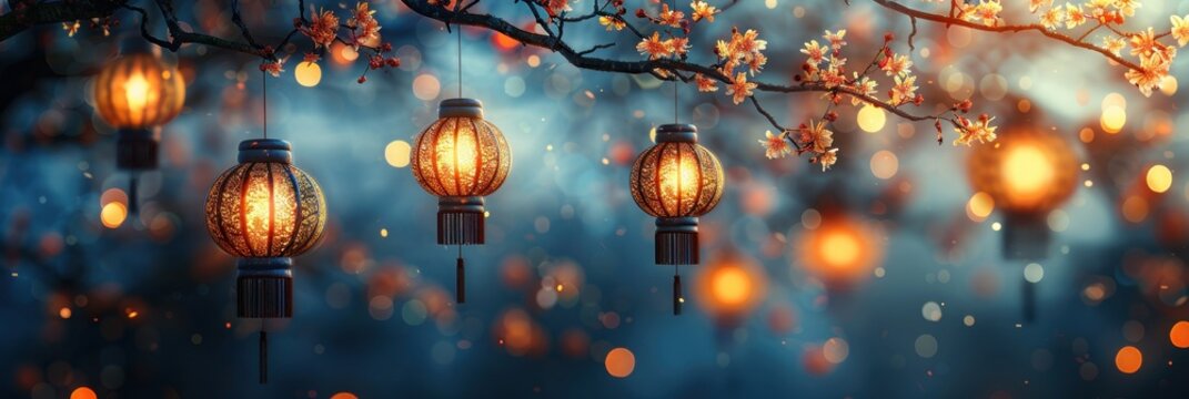 春の夜、提灯と桜の枝 (Haru no Yoru, Chōchin to Sakura no Eda)