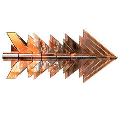 Abstract Arrow with Layered Structure in Shimmering Isolated on Transparent Background