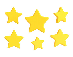 Fototapeta premium Six golden stars, varying sizes, 3D style