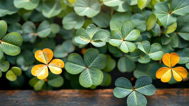 Green Leaves with Unique Clover Shapes Displayed