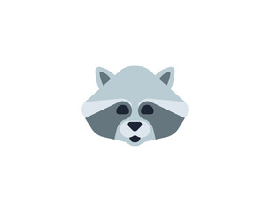 Raccoon vector isolated emoticon. Raccoon emoji. Raccoon color icon