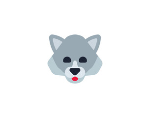 Wolf vector isolated emoticon. Wolf emoji. Wolf color icon